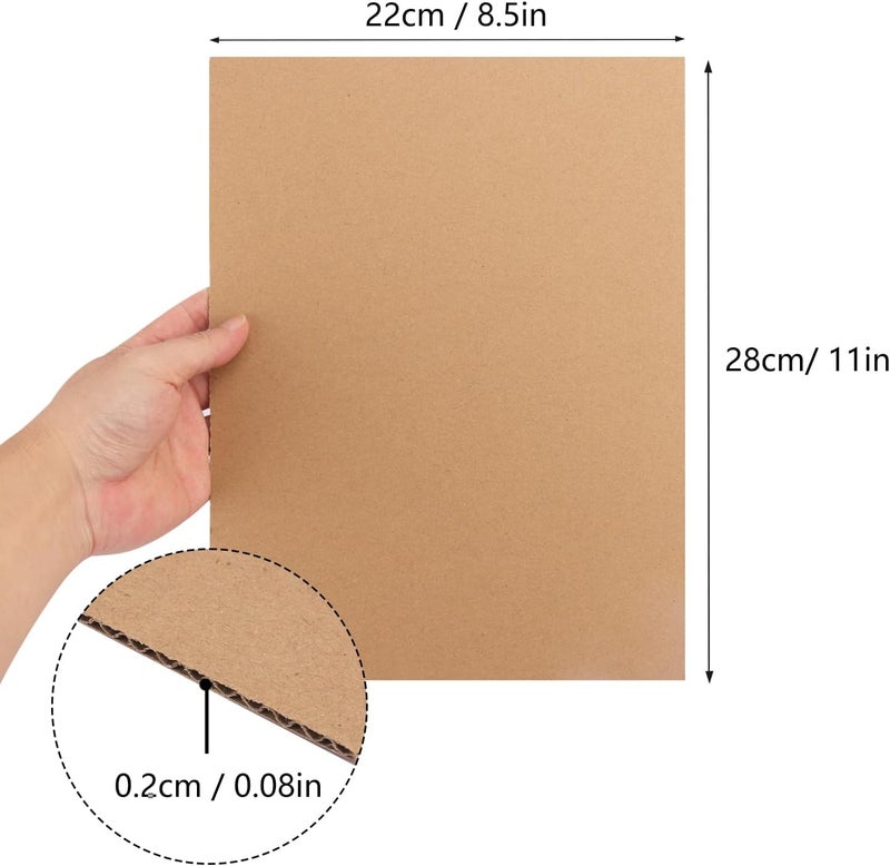 IHDYPPEW 100 Pack 8.5"x 11" Corrugated Cardboard Sheets, Flat Cardboard Layer Pads 2 mm Thickness, Flexible Packaging Inserts for Shipping, Mailing, and Crafts, by - Image 2